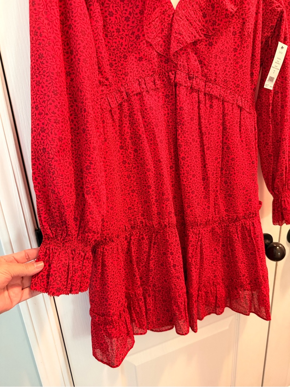 JOIE ADANSON MINI COTTON DRESS IN TRUE RED PLUM PERFECT Sz 4 NWT - Picture 4 of 10
